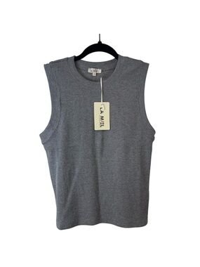 LA MIEL Gray Sleeveless Muscle Tank Top
